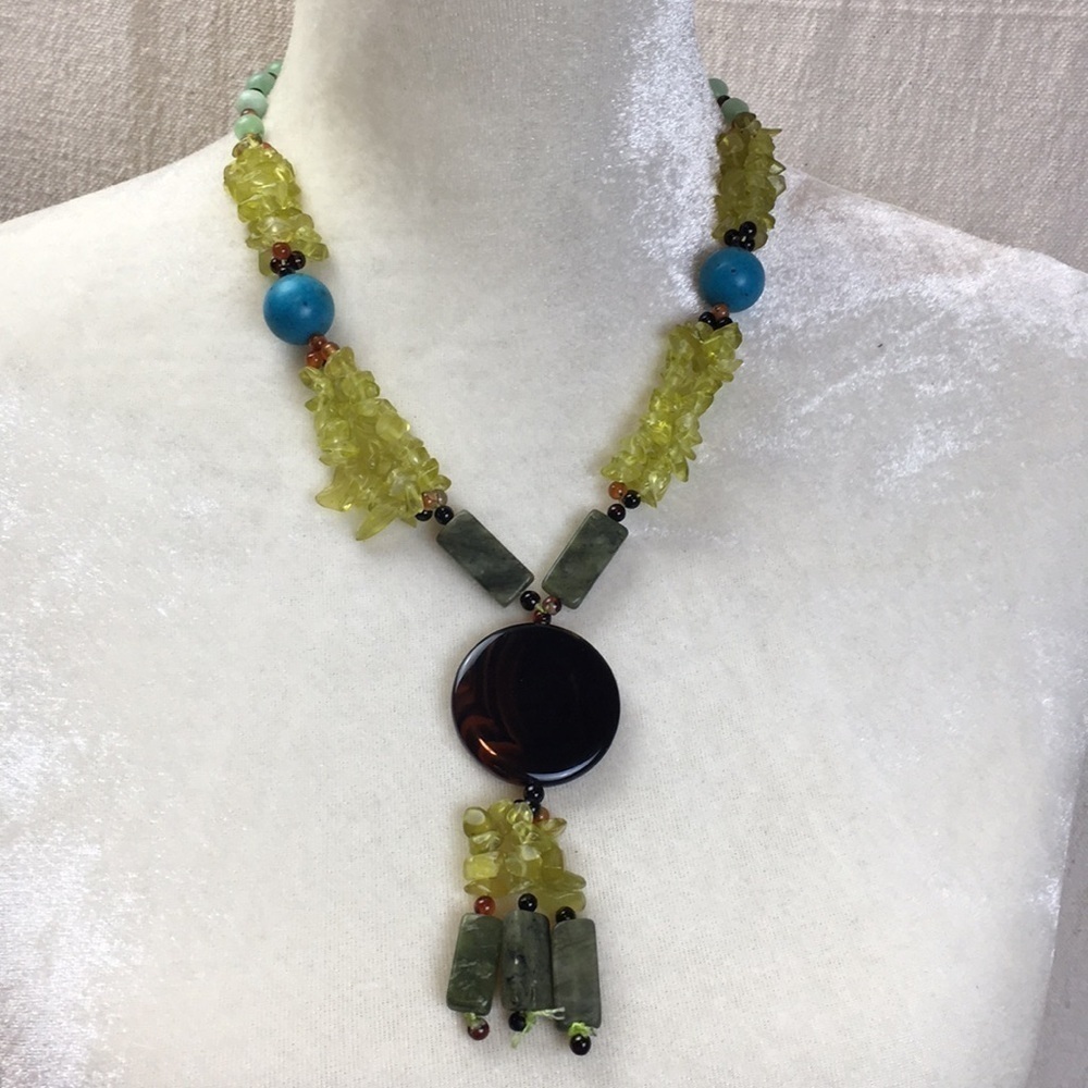 Boho stone beaded necklace